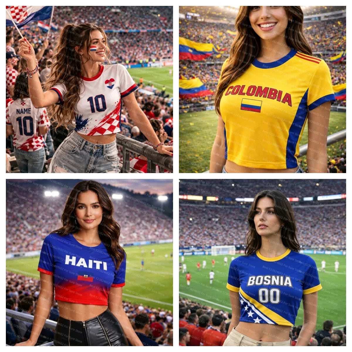 Mexico National Flag Eagle Print Crop Tops Women Short Sleeve O-neck Casual Streetwear Soccer Fans Y2K Green Summer T-shirt