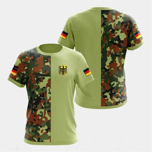 2026 Fashion German Flag Retro 3D Fashion Men's T-shirt for Summer Outdoor Sports, Breathable and Quick-Drying