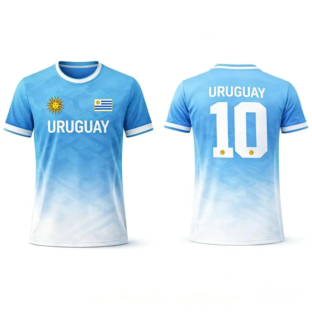 Uruguay Flag Print T-shirt 2026 Summer Soccer Training Uniform Men's And Women's Outdoor Breathable Quick-Drying Football Jersey