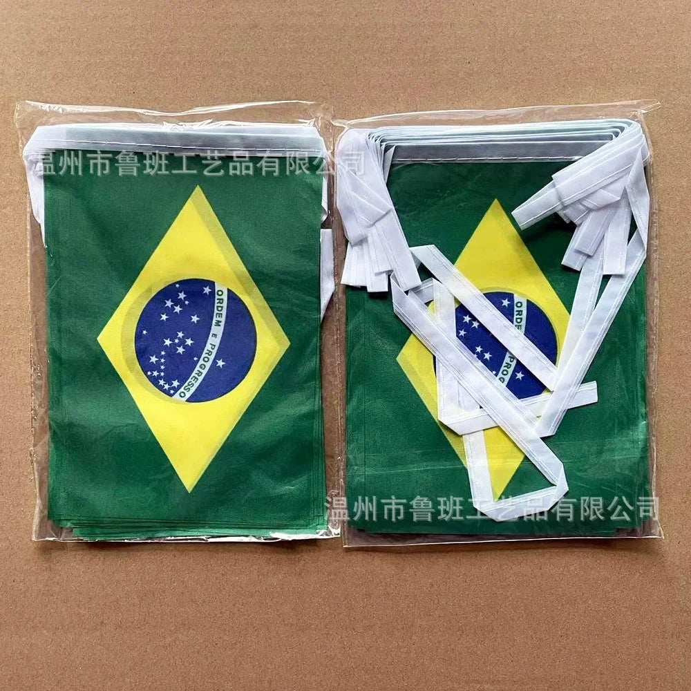 TIKI FLAG 20pcs/lot Brazil bunting flags 14x21cm Pennant Brazil String Banner Festival Party Holiday for decoration