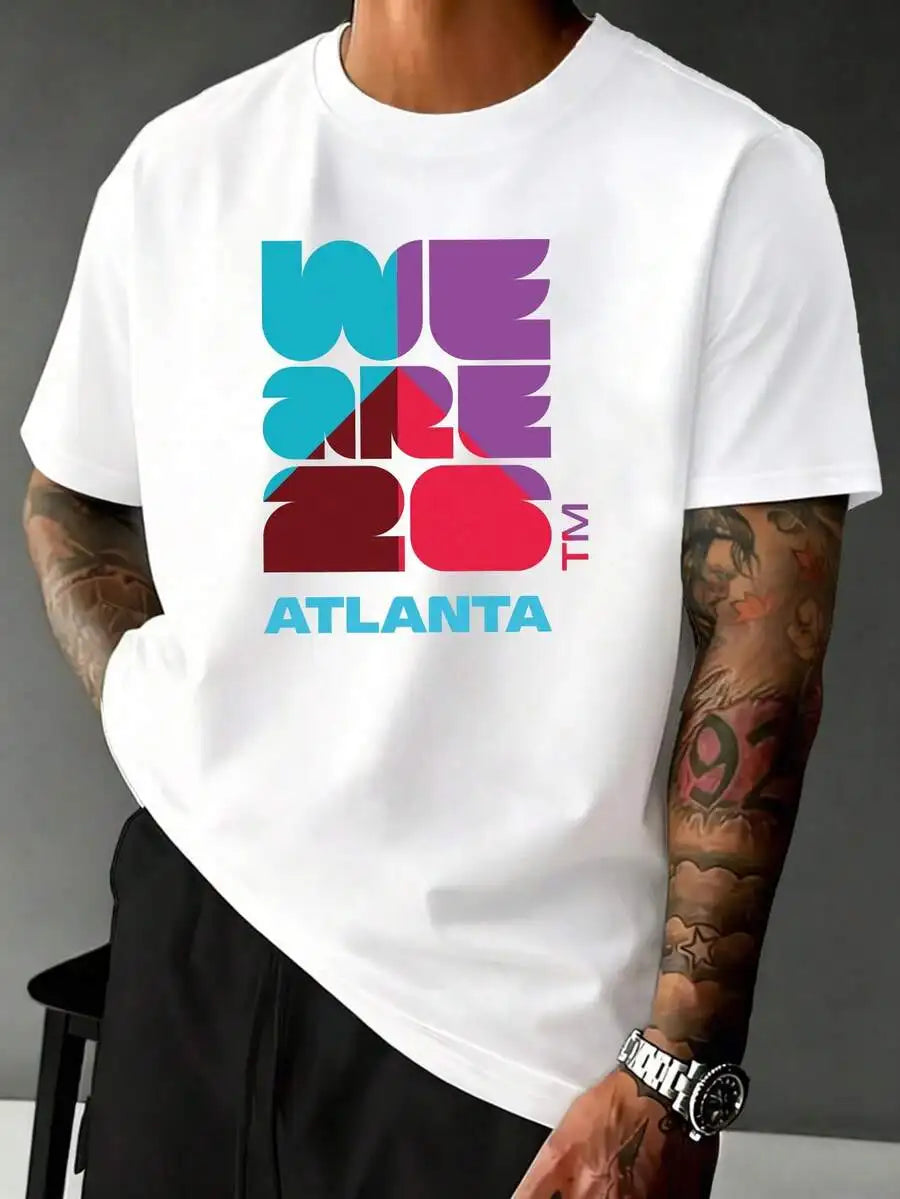 2026 Atlanta World Cup Print Men's T-Shirt, Summer Breathable Sports Fitness Shirt, Comfortable Cotton Couple Apparel