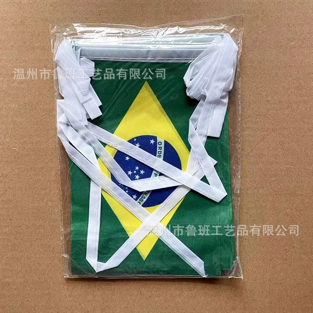 TIKI FLAG 20pcs/lot Brazil bunting flags 14x21cm Pennant Brazil String Banner Festival Party Holiday for decoration