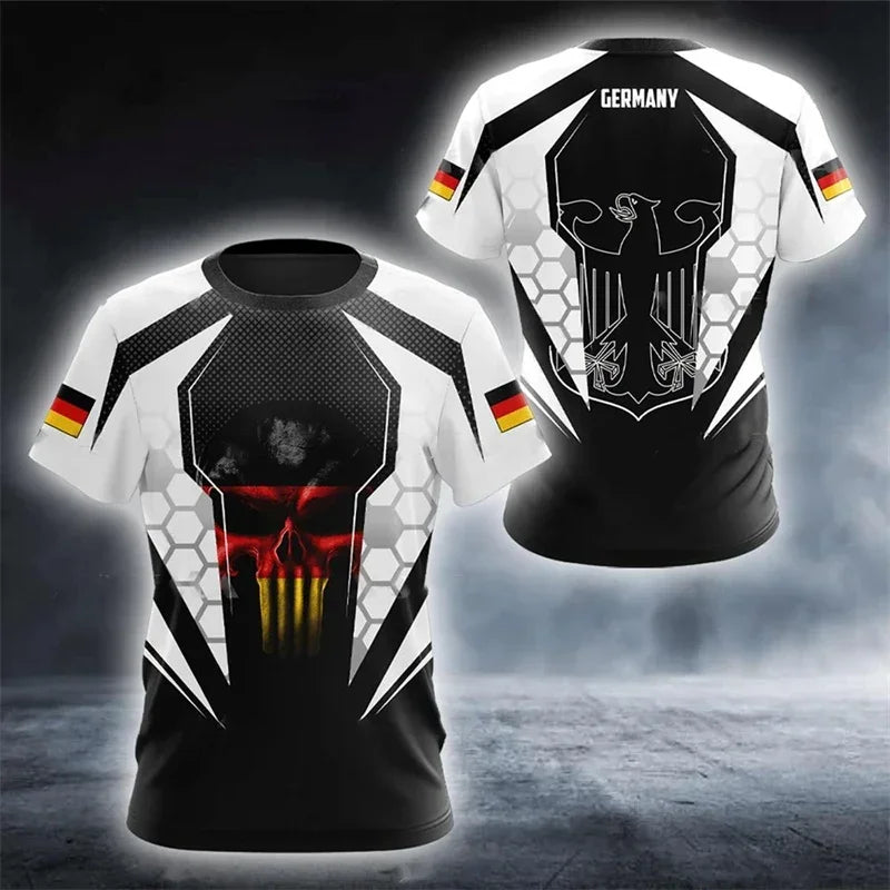 2026 Fashion German Flag Retro 3D Fashion Men's T-shirt for Summer Outdoor Sports, Breathable and Quick-Drying