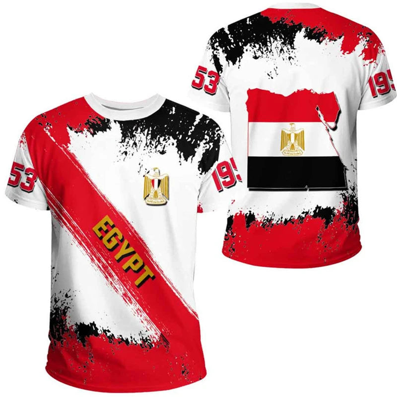 Egypt Flag Men's T-shirt 3D Printed Egyptian EG National Emblem Tops Short Sleeve O-Neck Oversized Sports Tee Shirts Clothing