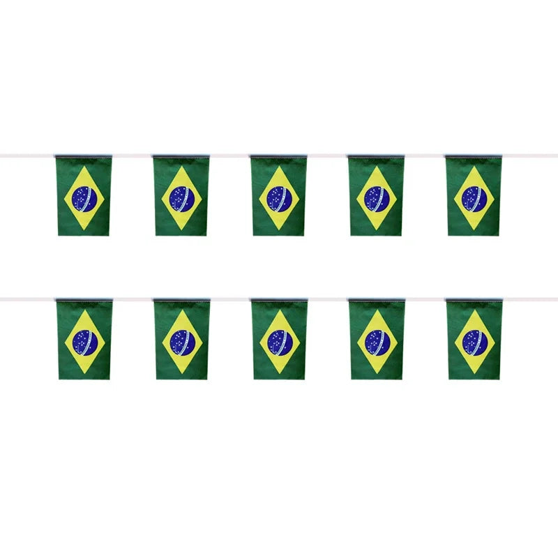 TIKI FLAG 20pcs/lot Brazil bunting flags 14x21cm Pennant Brazil String Banner Festival Party Holiday for decoration