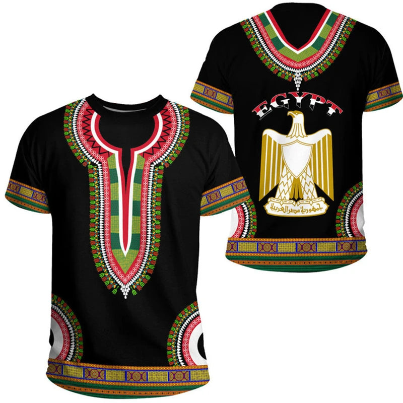 Egypt Flag Men's T-shirt 3D Printed Egyptian EG National Emblem Tops Short Sleeve O-Neck Oversized Sports Tee Shirts Clothing