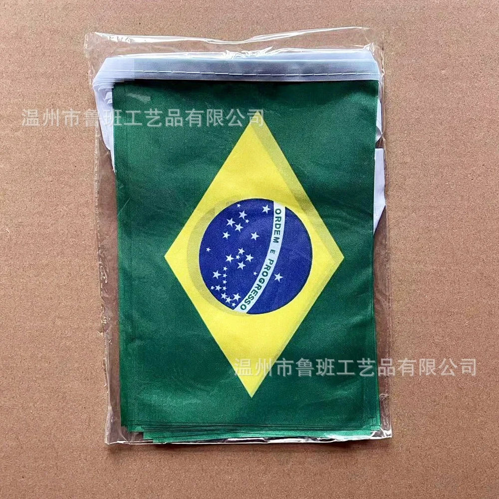 TIKI FLAG 20pcs/lot Brazil bunting flags 14x21cm Pennant Brazil String Banner Festival Party Holiday for decoration