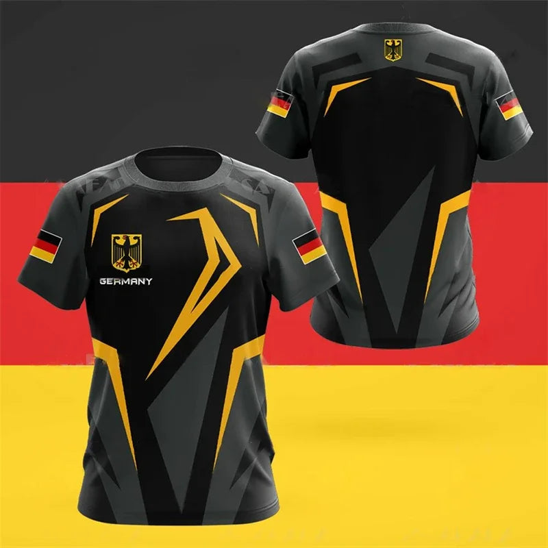 2026 Fashion German Flag Retro 3D Fashion Men's T-shirt for Summer Outdoor Sports, Breathable and Quick-Drying