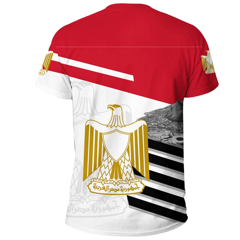 Egypt Flag Men's T-shirt 3D Printed Egyptian EG National Emblem Tops Short Sleeve O-Neck Oversized Sports Tee Shirts Clothing