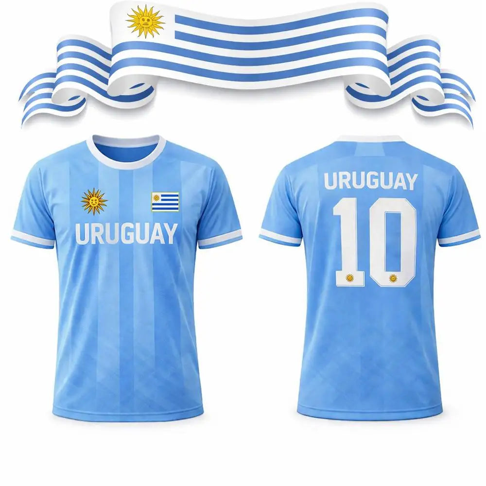 Uruguay Flag Print T-shirt 2026 Summer Soccer Training Uniform Men's And Women's Outdoor Breathable Quick-Drying Football Jersey