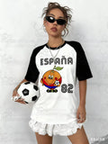 Spain 82 Naranjito Football Sports T Shirt For Men Women Unisex O-Neck T-Shirts Retro Commemorative Football Jersey men T-Shirt