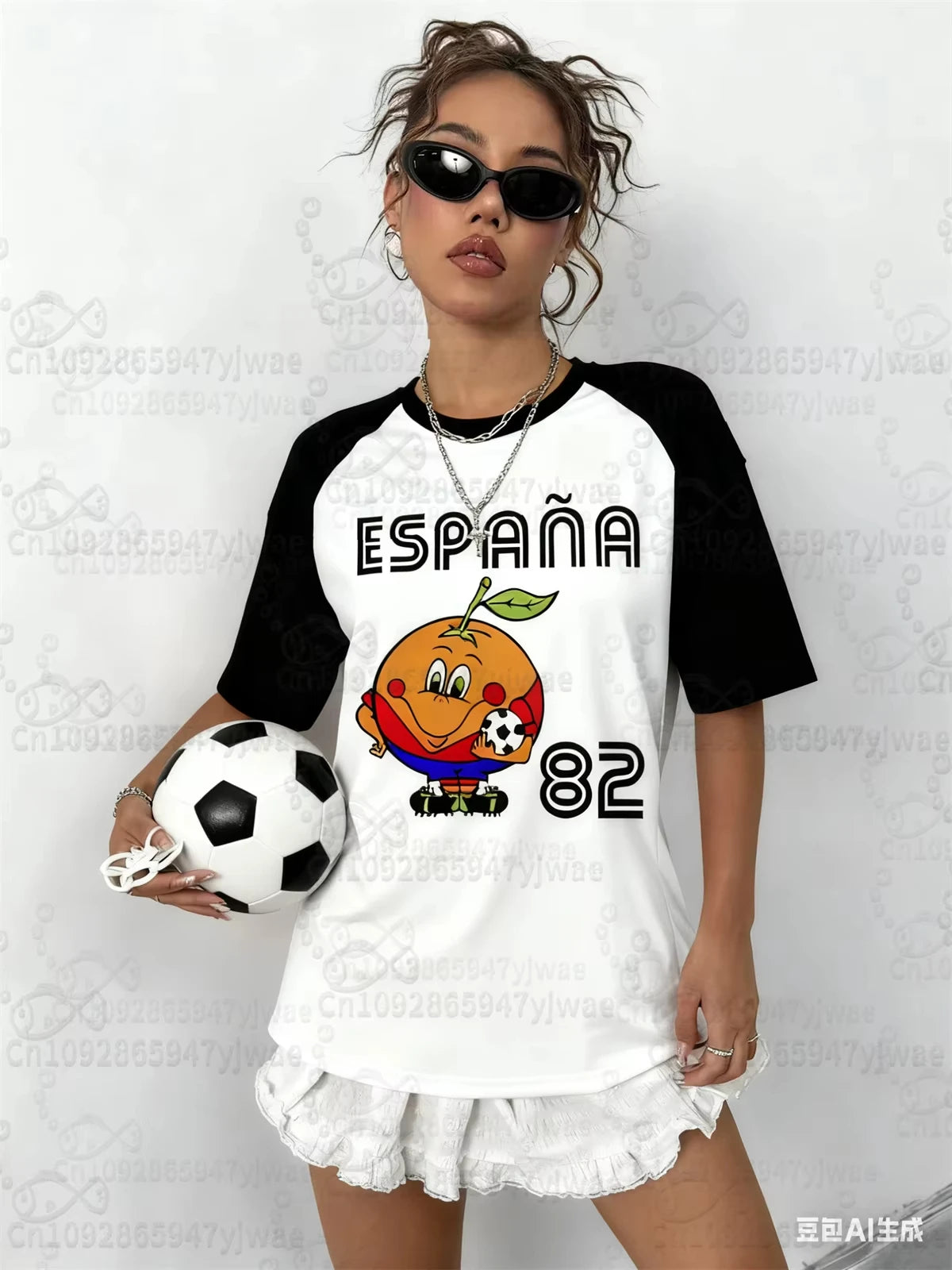 Spain 82 Naranjito Football Sports T Shirt For Men Women Unisex O-Neck T-Shirts Retro Commemorative Football Jersey men T-Shirt
